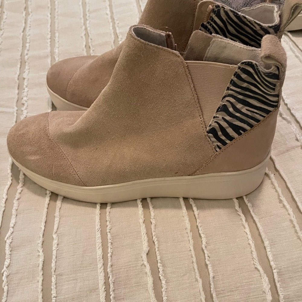 Toms Tan Ankle Boots with Zebra Detail